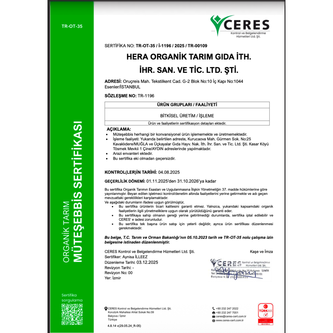 Certificate from Ceres with text and green border