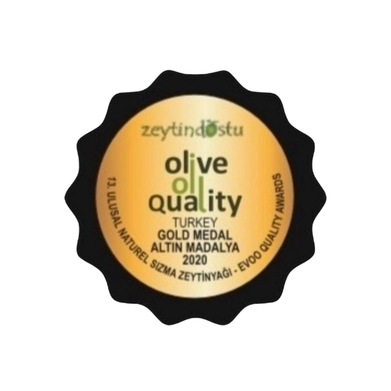 Zeytindostu olive oil quality award badge on a transparent background