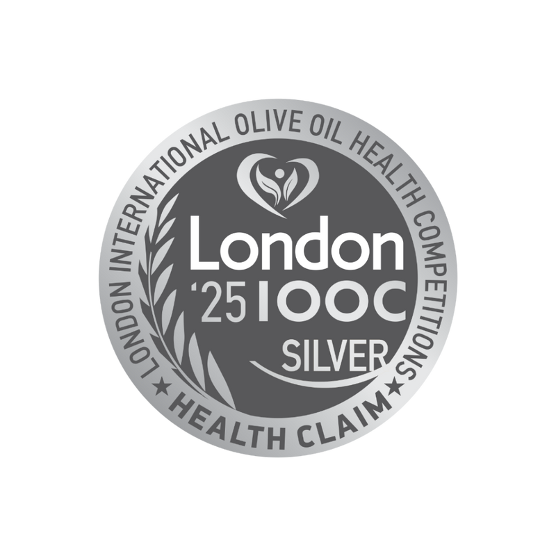 Silver medal from the London International Olive Oil Health Competition on a transparent background